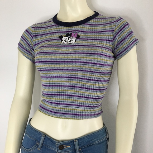 Disney Tops - Disney embroidered crop top purple XS vintage